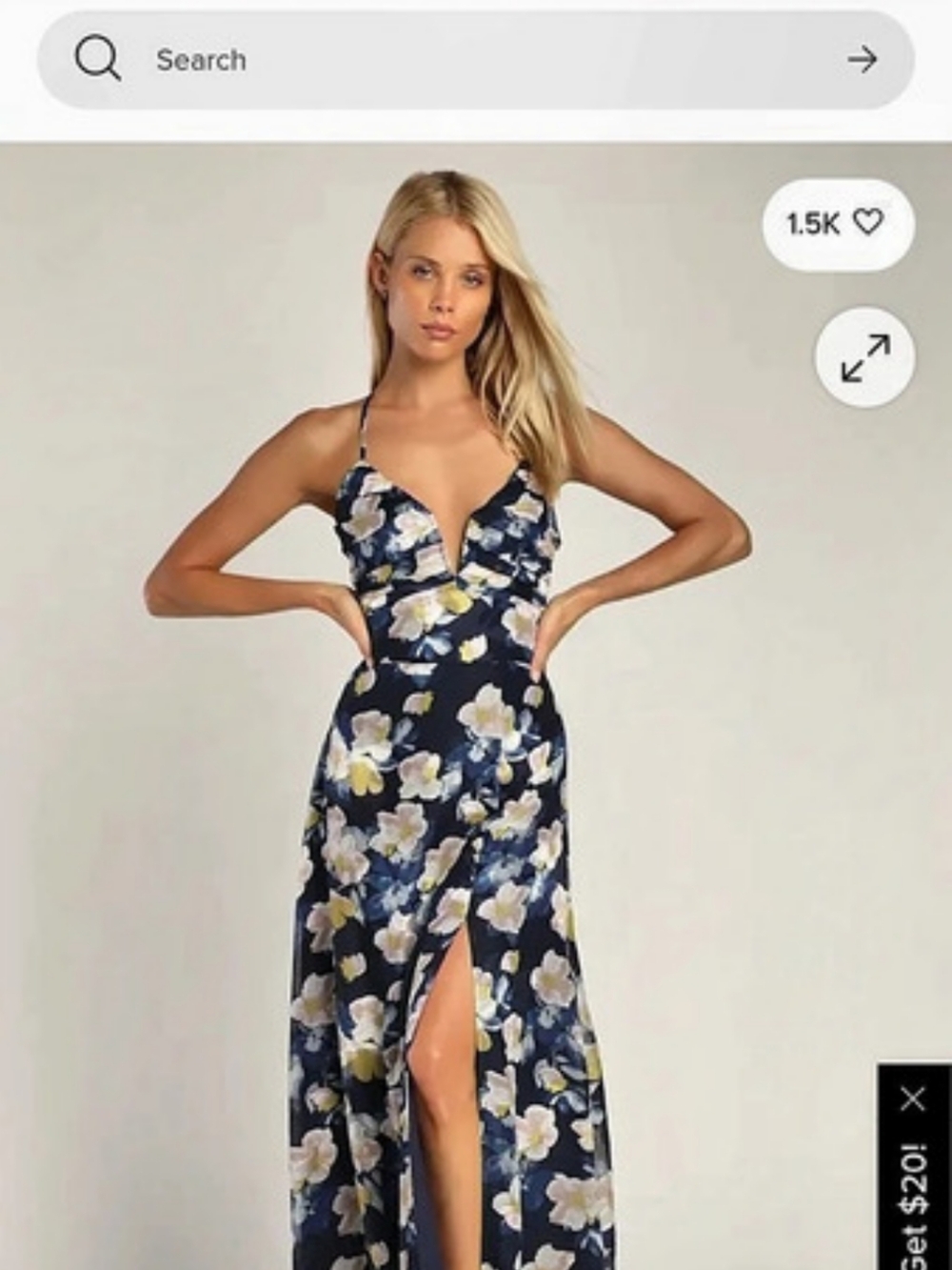 Lulus All Along Navy Blue Floral Print Sleeveless Maxi Dress Small